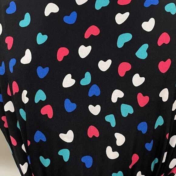 VICKY TIEL Heart LOVE Print Wrap Dress Stretchy L - Picture 2 of 13